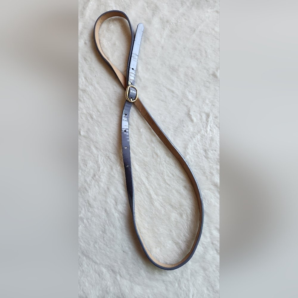 J. Crew Periwinkle Blue and Gold Skinny Leather Belt - Modern Accessory